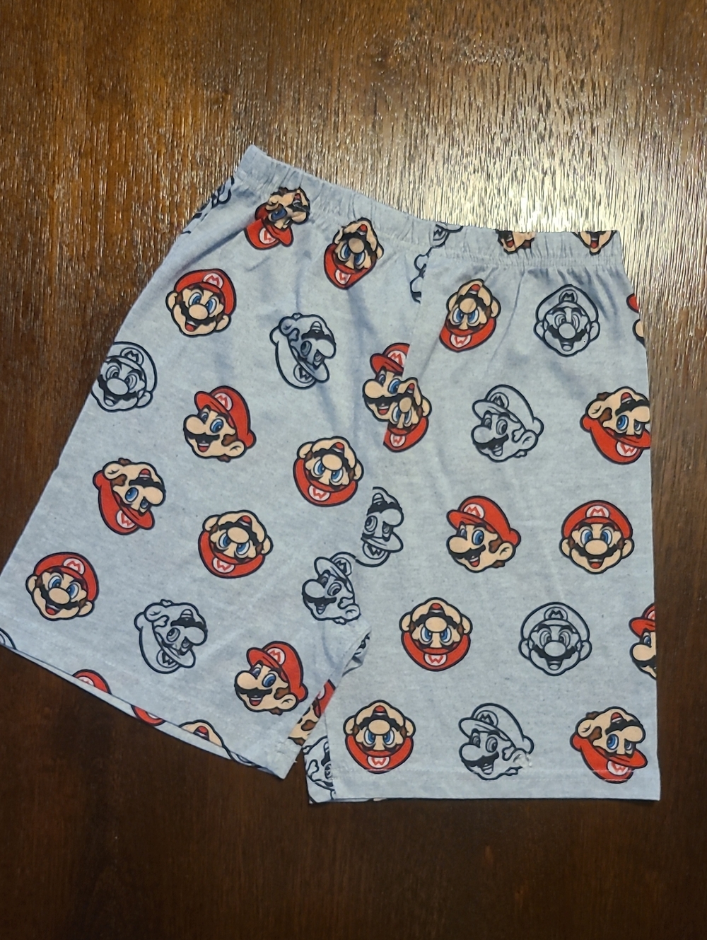 Grey Super Mario Face Print Sleep Shorts - Boy's 12